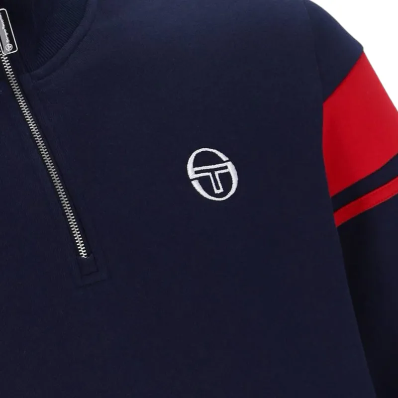 Sergio Tacchini Damarindo 1/4 Zip Maritime Blue / Adrenaline Rush-1