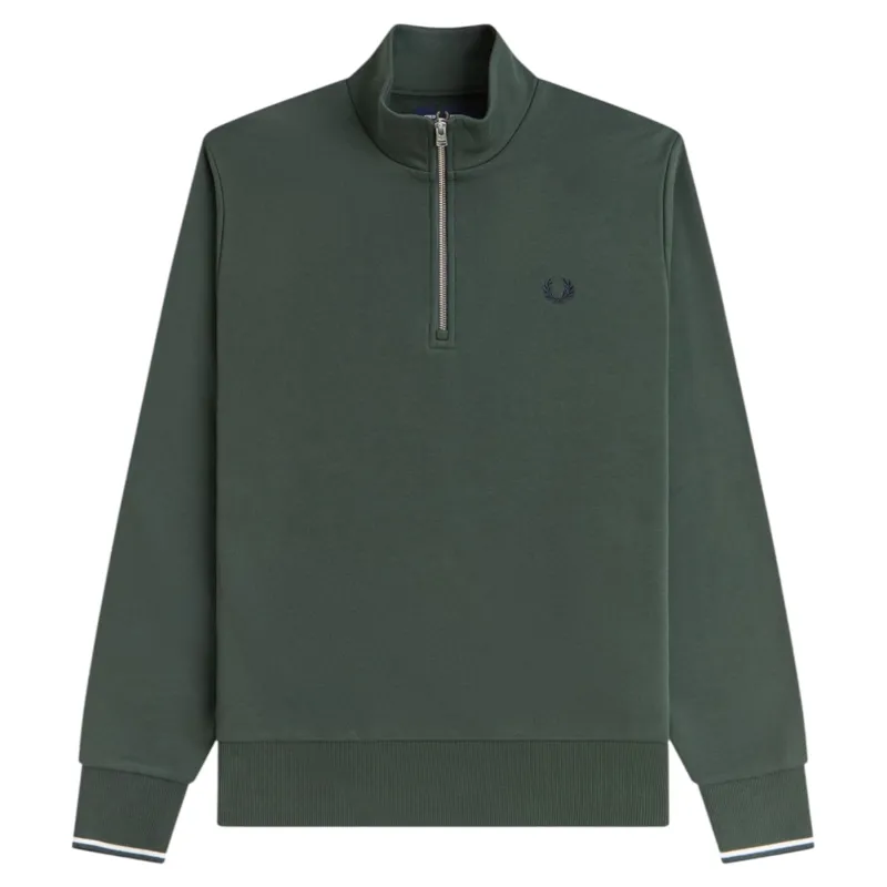 Fred Perry Half Zip Sweatshirt Court Green