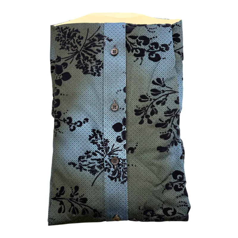 Claudio Lugli Floral Flocked Shirt Blue-2