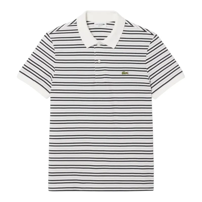 Lacoste Classic Fit Striped Pique Polo T-shirt White