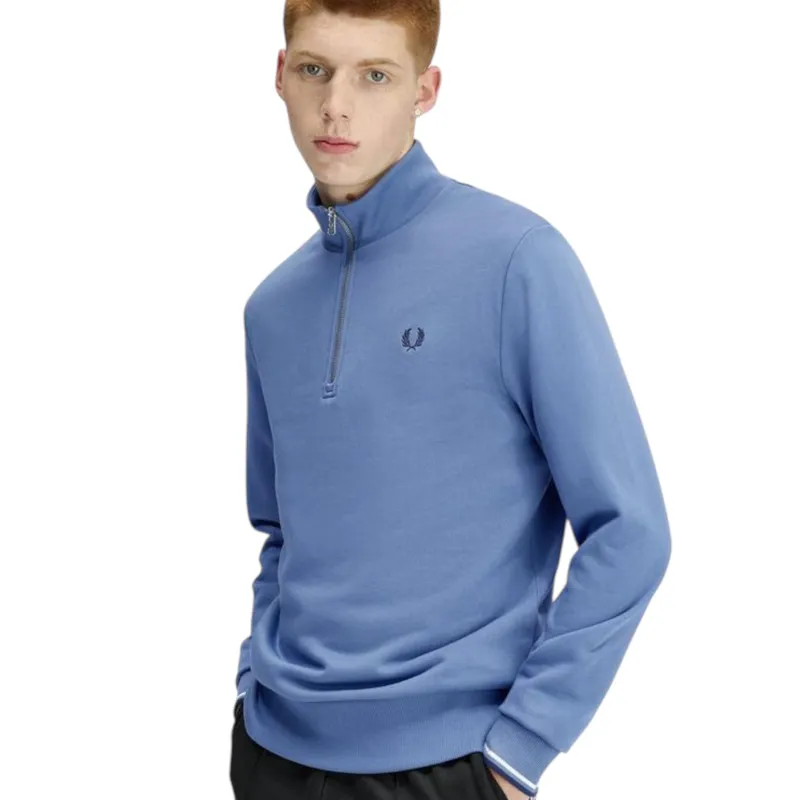 Fred Perry Half Zip Sweatshirt Airforce Blue-1
