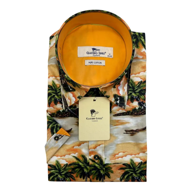 Claudio Lugli Hawaiian Beach SS Shirt Beige