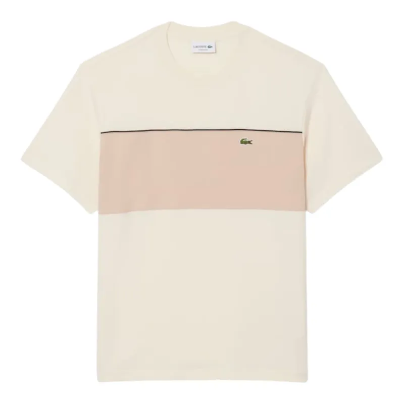 Lacoste Colour Block Cotton T-shirt Beige