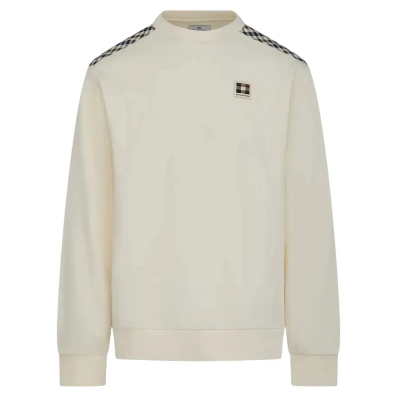 Aquascutum Lamina Insert Crew Sweatshirt Cream