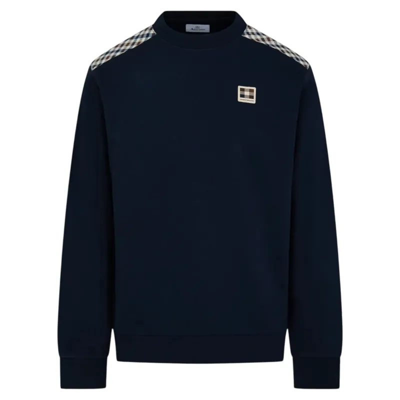 Aquascutum Lamina Insert Crew Sweatshirt Navy