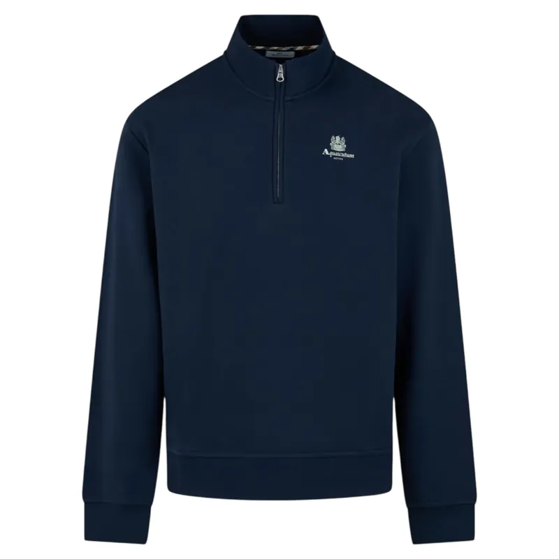 Aquascutum Half Zip Mock Neck Sweatshirt Navy