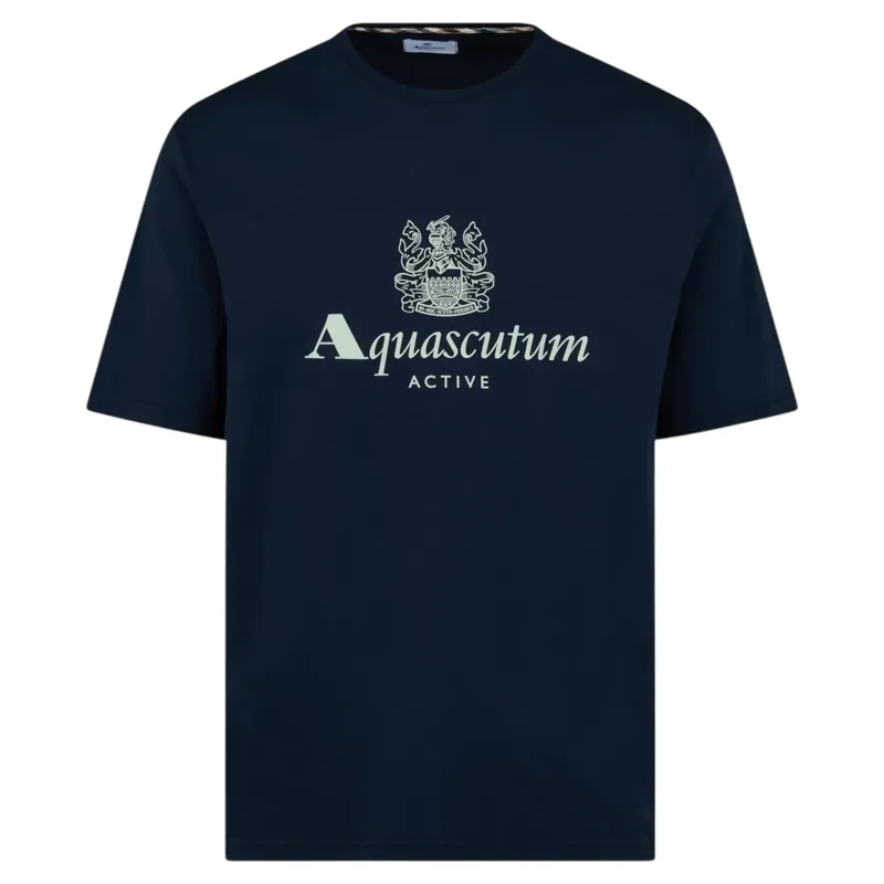 Aquascutum Big Logo T Shirt Navy 