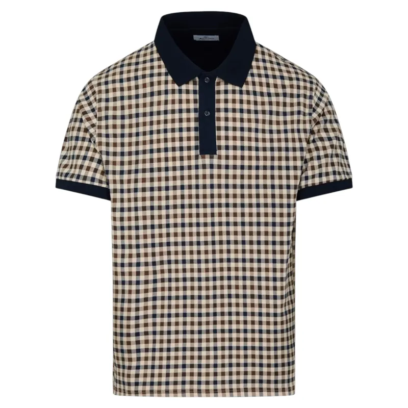 Aquascutum Stretch Pique Club Check Polo Shirt 