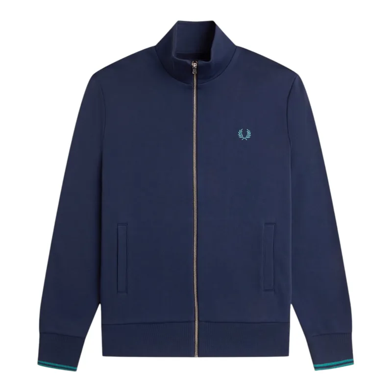 Fred Perry Zip Through Sweatshirt Tennis Blue