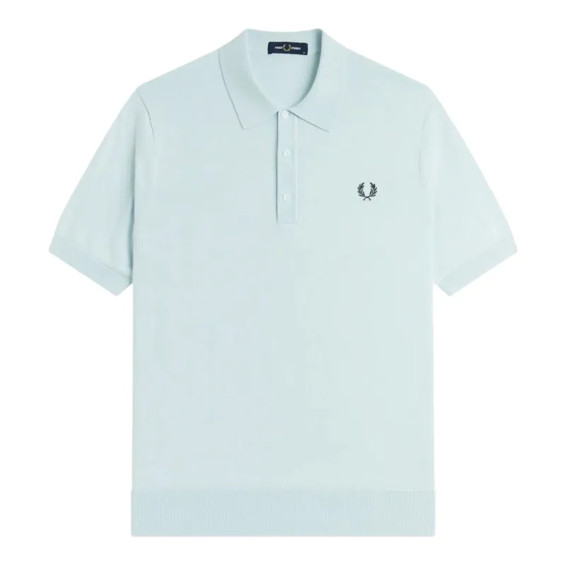Fred Perry Long Staple Cotton Knitted Shirt Light Ice