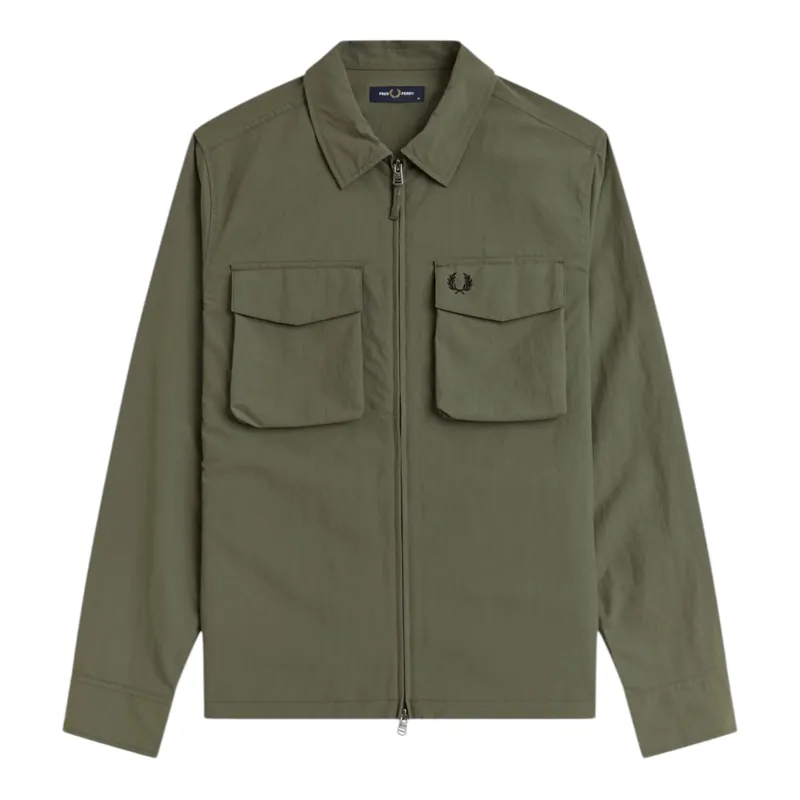 Fred Perry Ripstop Pocket Overshirt Laurel Wreath Green 
