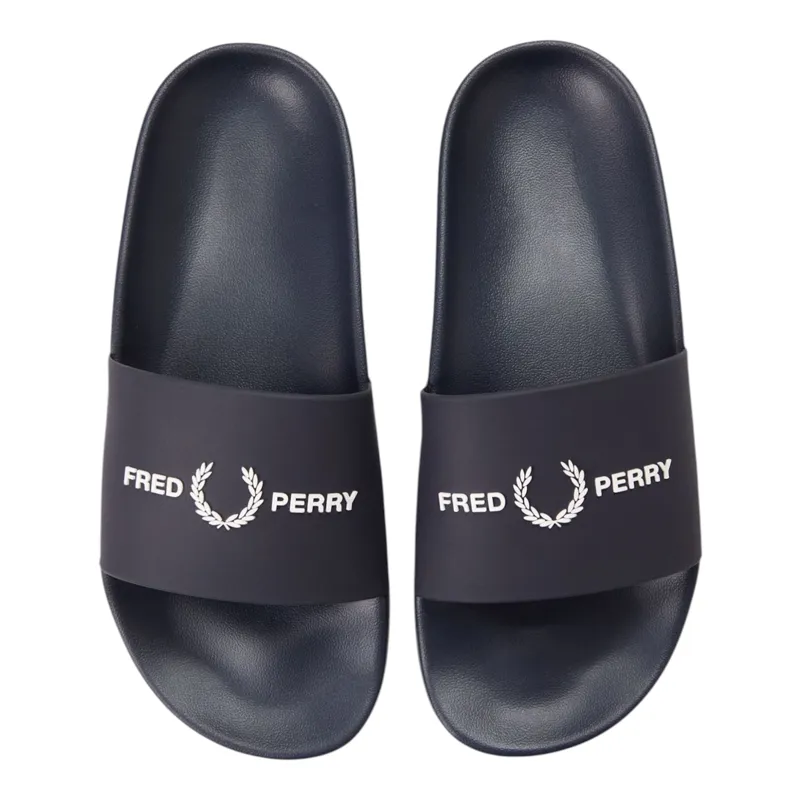 Fred Perry Mens Branded Slides Navy