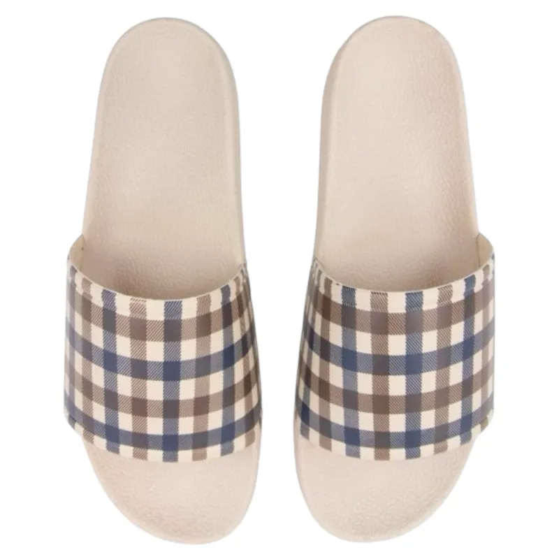 Aquascutum Club Check Sliders Beige