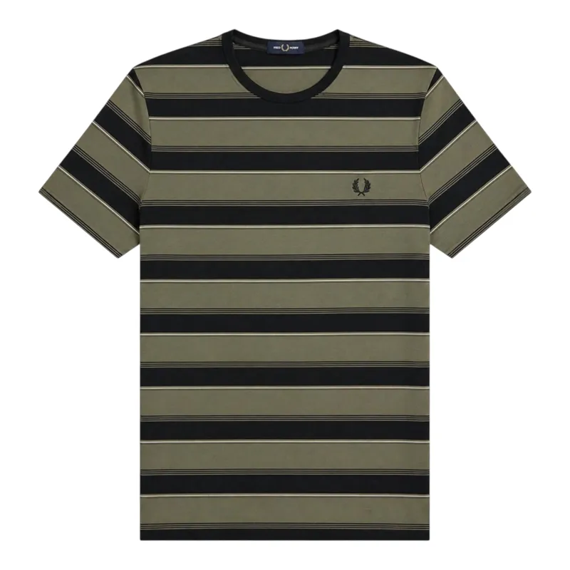 Fred Perry Stripe T-shirt Black / Green