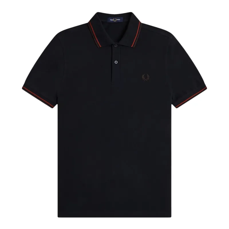 Fred Perry M3600-75C Polo T-shirt Navy / Brandy / Rich Brown