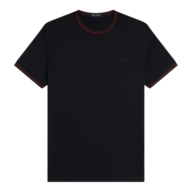 Fred Perry Twin Tipped T-shirt Navy / Brandy / Rich Brown