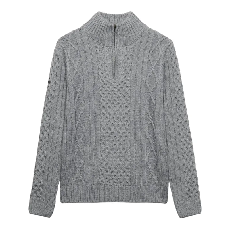 Superdry Jacob Cable Half Zip Knit Mid Grey