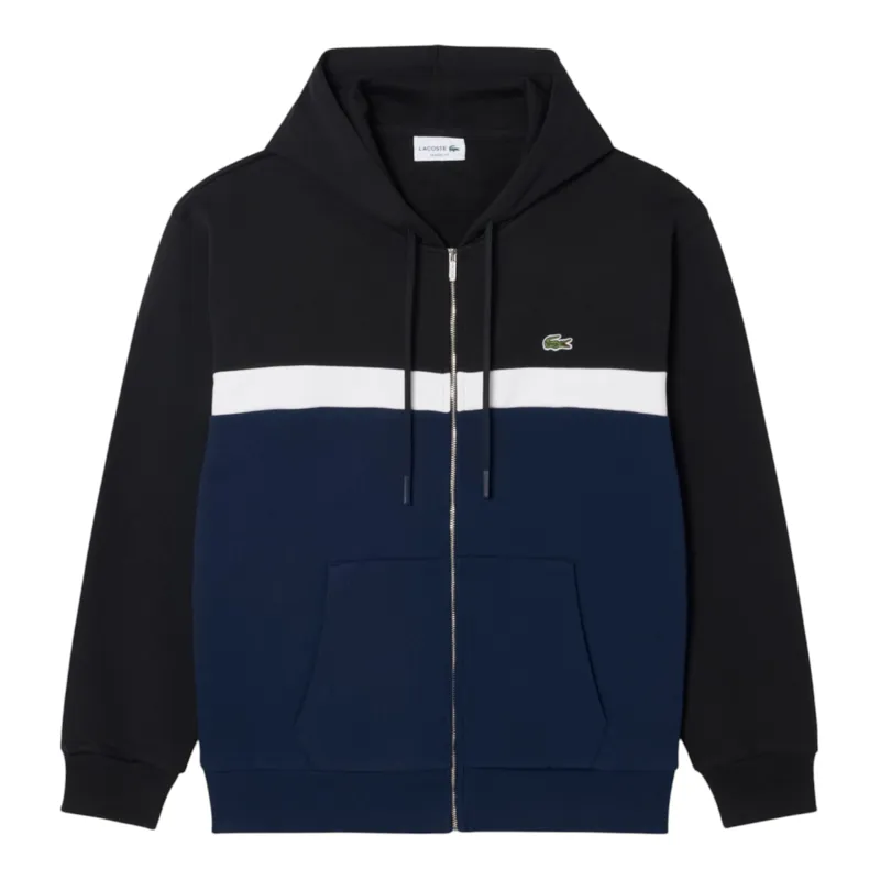 Lacoste Zipped Colour-block Hoodie Black / Navy