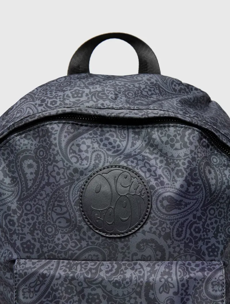 Pretty Green Tonal Wonderwall Paisley Zip Backpack Black-5