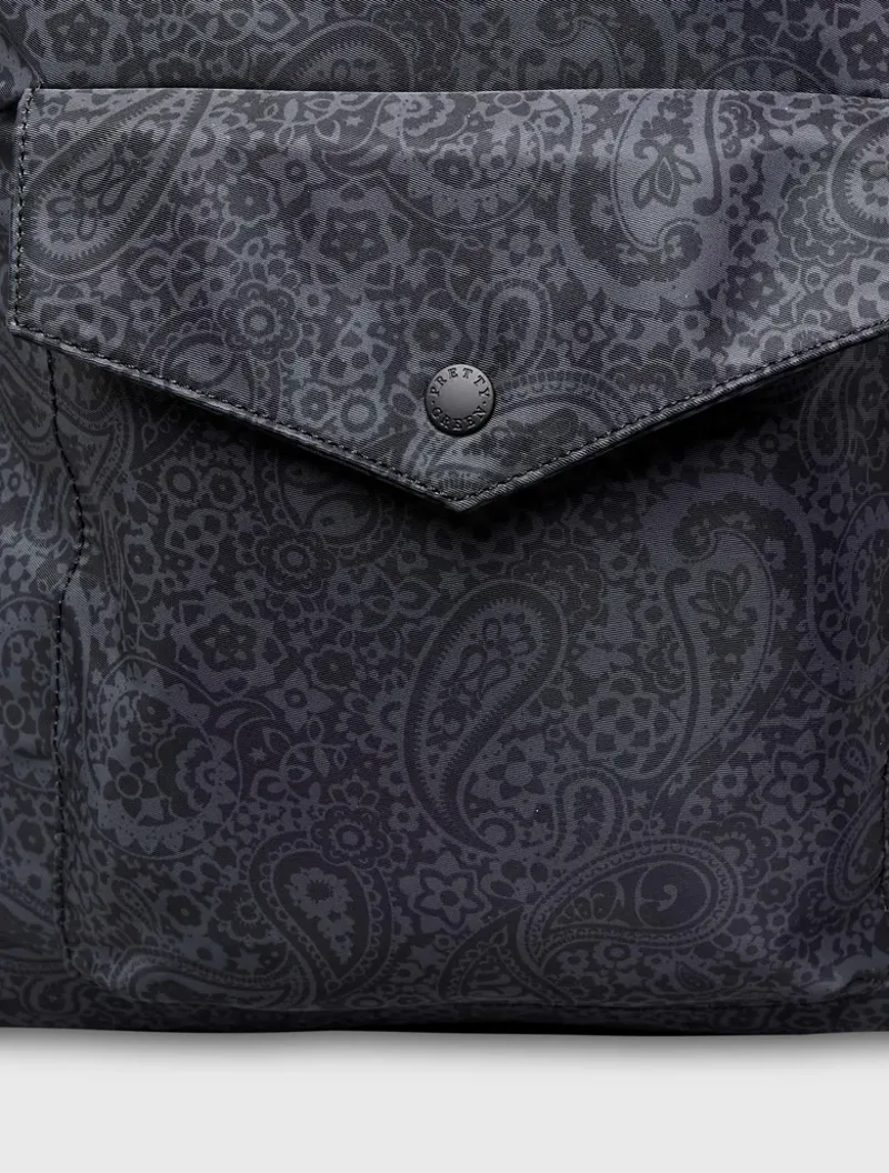 Pretty Green Tonal Wonderwall Paisley Zip Backpack Black-6