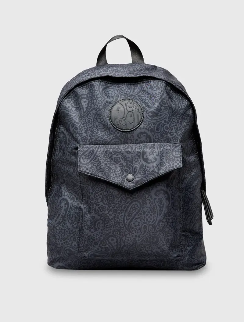 Pretty Green Tonal Wonderwall Paisley Zip Backpack Black