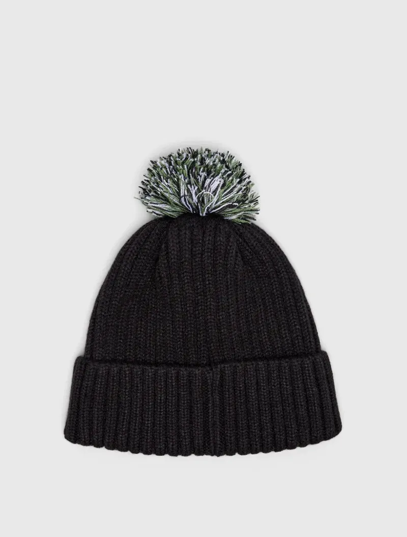 Pretty Green Live Forever Bobble Hat Black-1