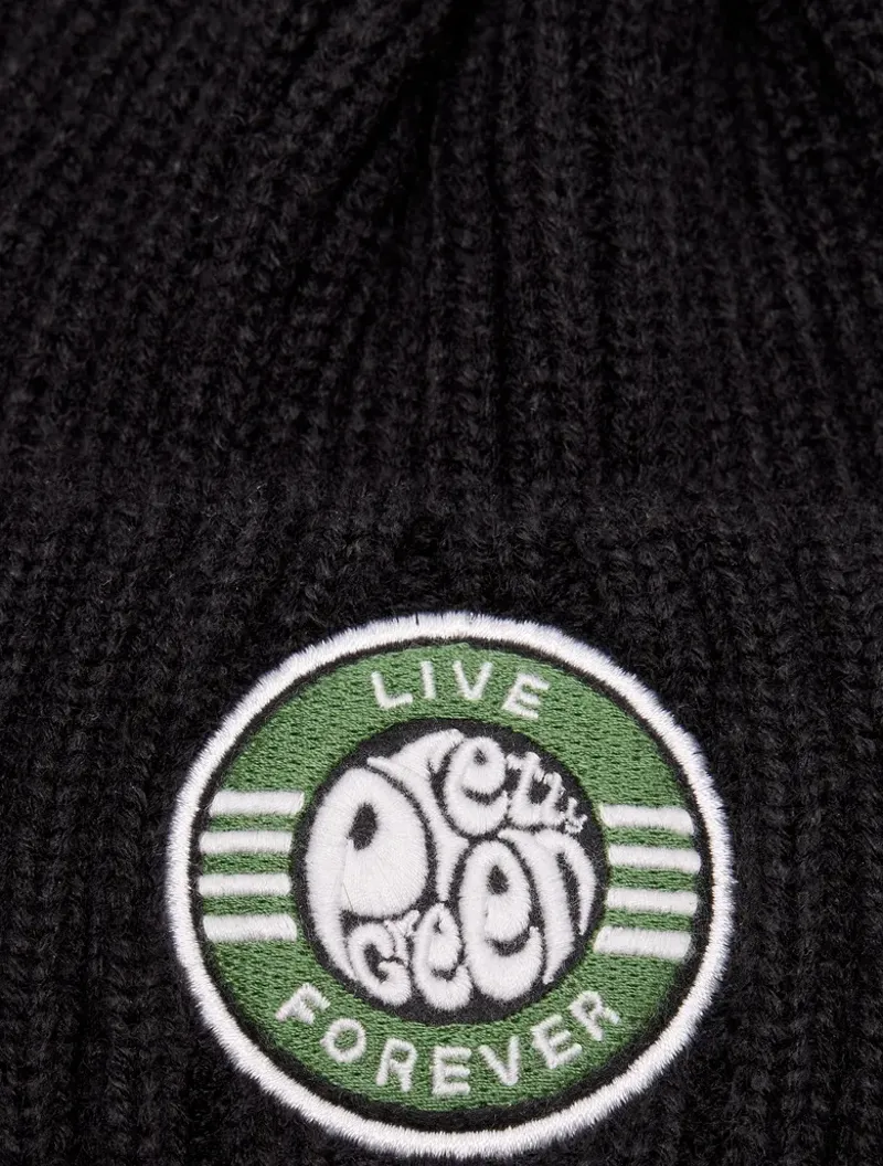Pretty Green Live Forever Bobble Hat Black-2