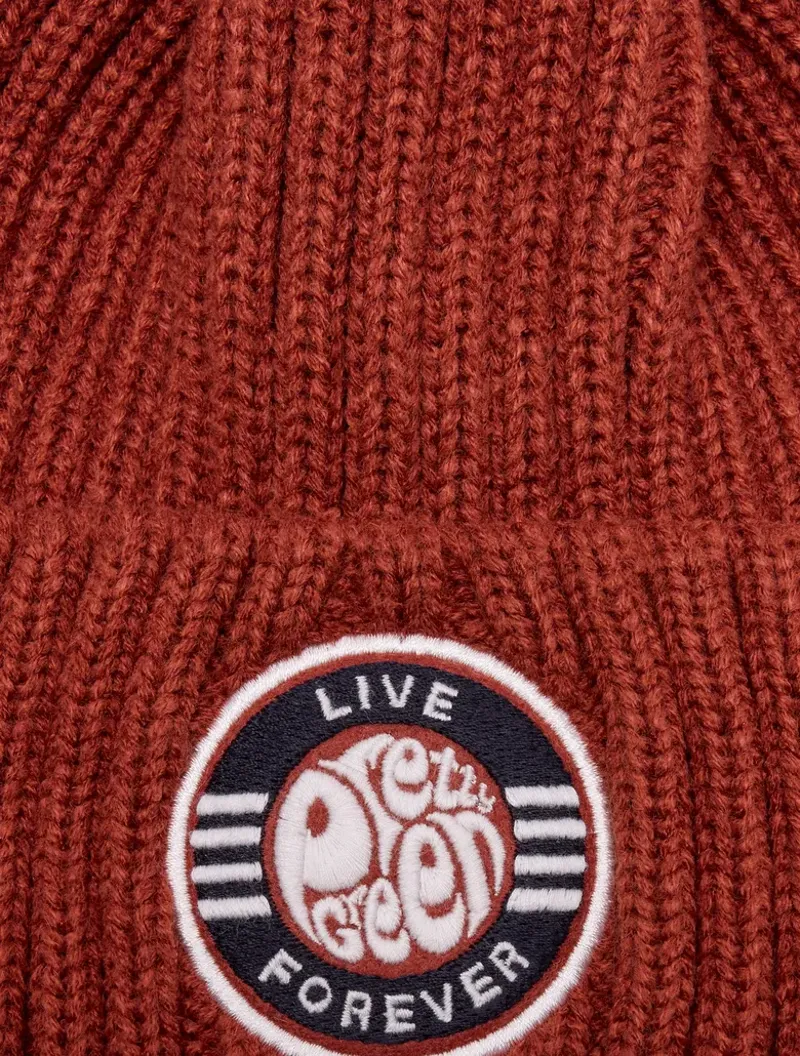 Pretty Green Live Forever Bobble Hat Red-2