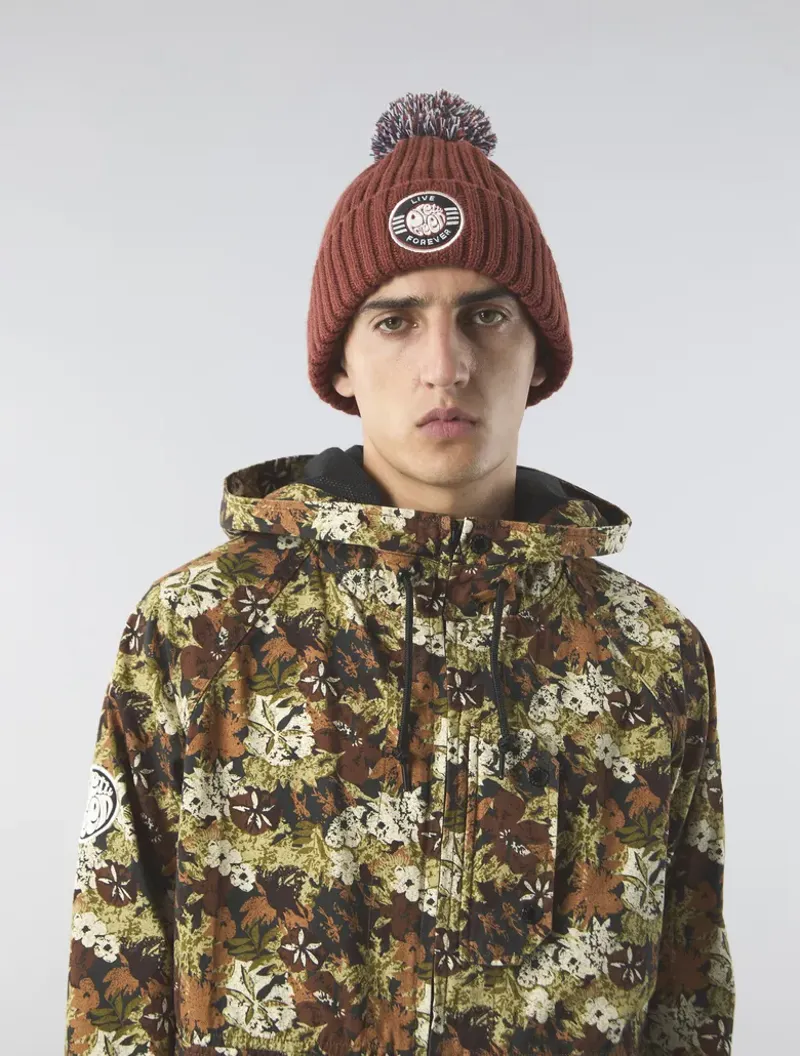 Pretty Green Live Forever Bobble Hat Red-3