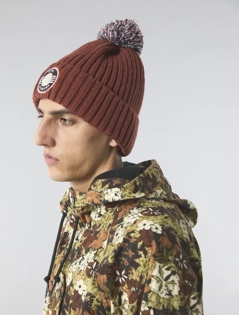 Pretty Green Live Forever Bobble Hat Red-4