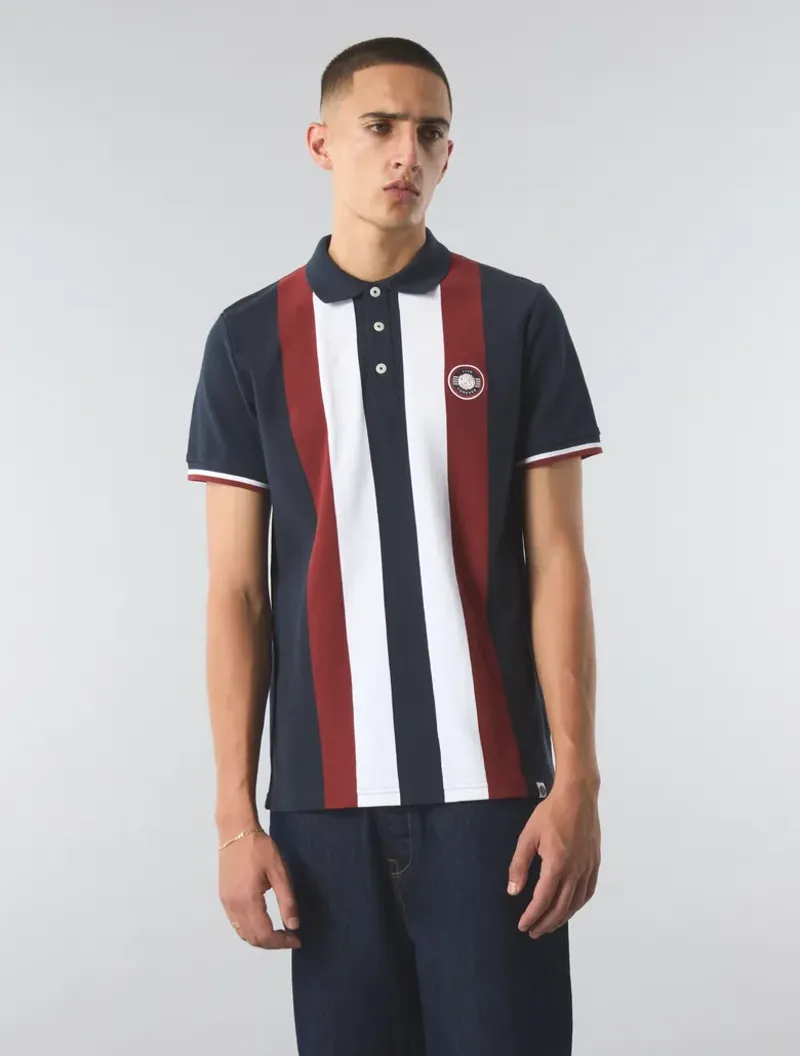 Pretty Green Live Forever Engineered Stripe Polo Navy  MEDIUM and XXL -2