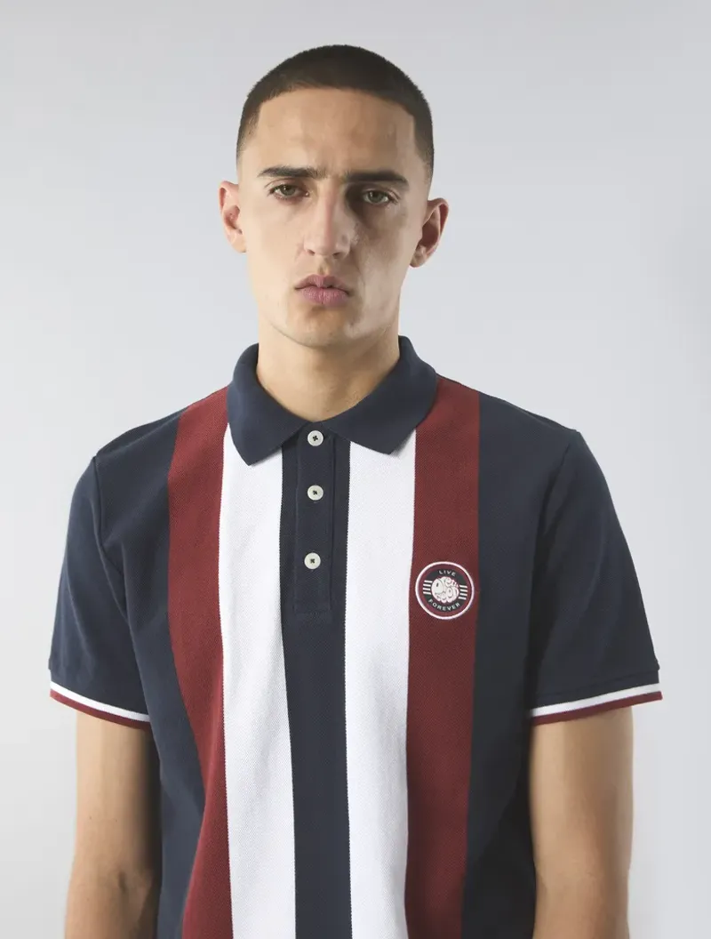 Pretty Green Live Forever Engineered Stripe Polo Navy  MEDIUM and XXL -4