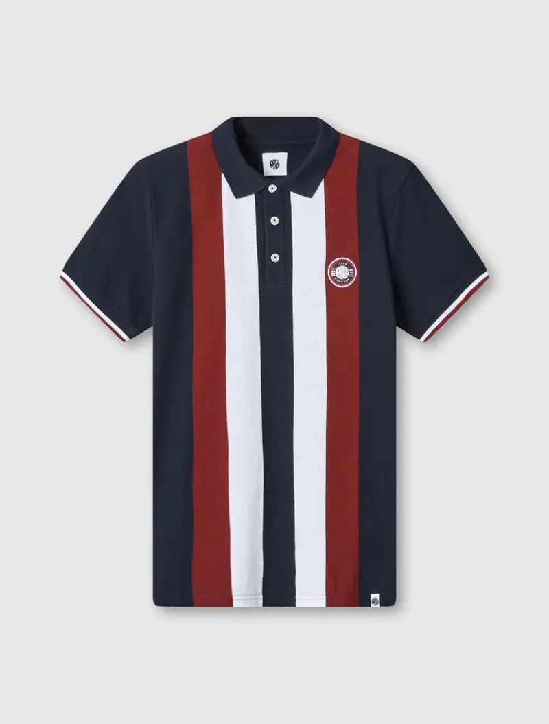 Pretty Green Live Forever Engineered Stripe Polo Navy  MEDIUM and XXL -5