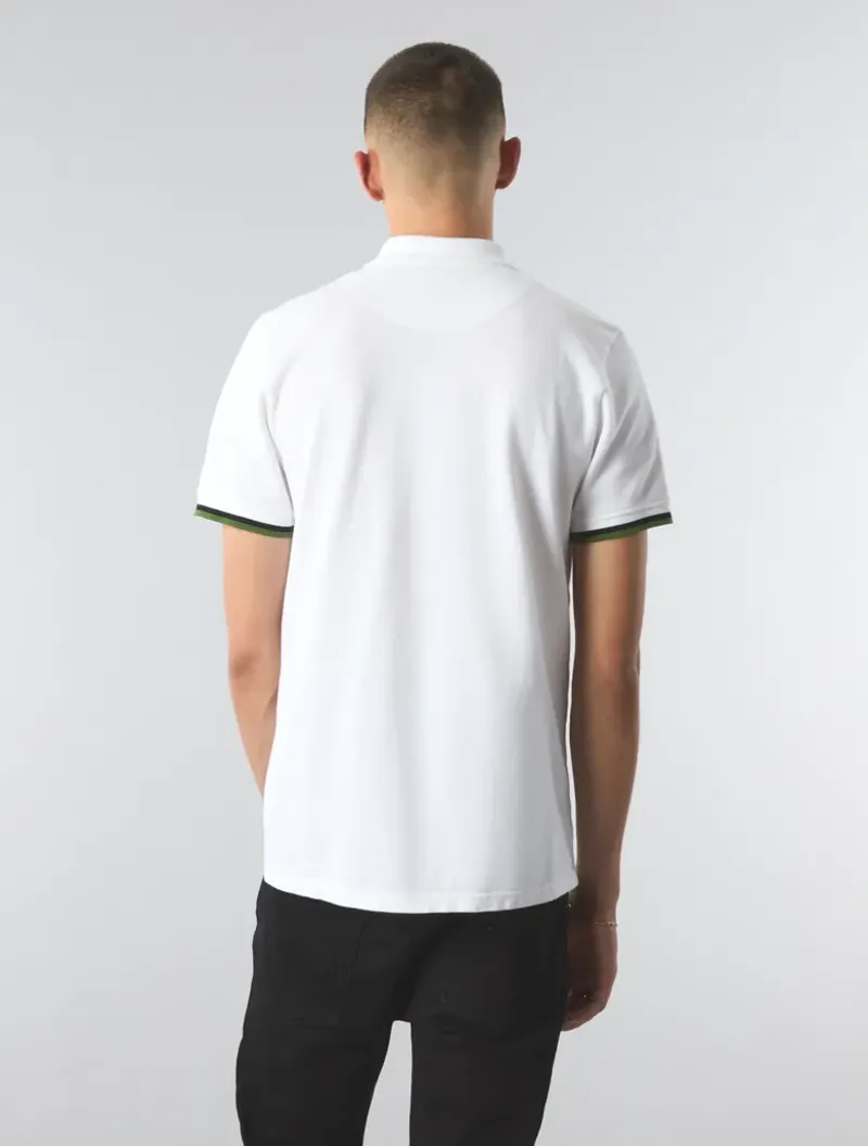 Pretty Green Live Forever Engineered Stripe Polo White-3