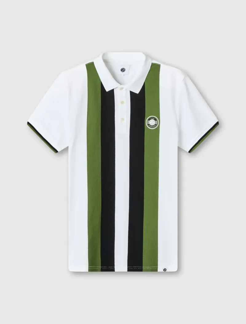 Pretty Green Live Forever Engineered Stripe Polo White-5