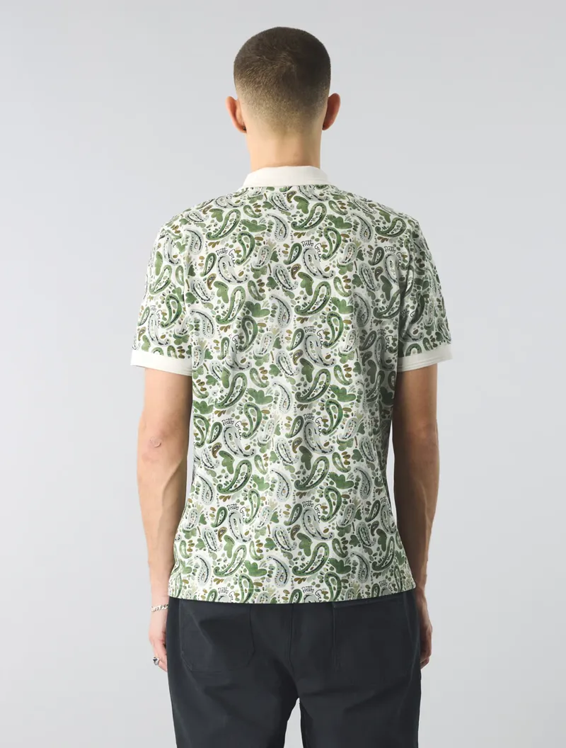 Pretty Green Aquarelle Paisley Polo Stone-4