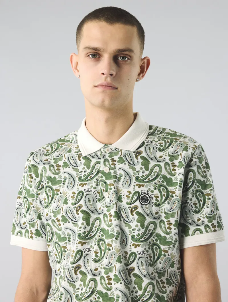 Pretty Green Aquarelle Paisley Polo Stone-5