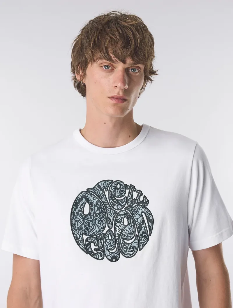 Pretty Green Rave On Paisley Logo T Shirt White -4