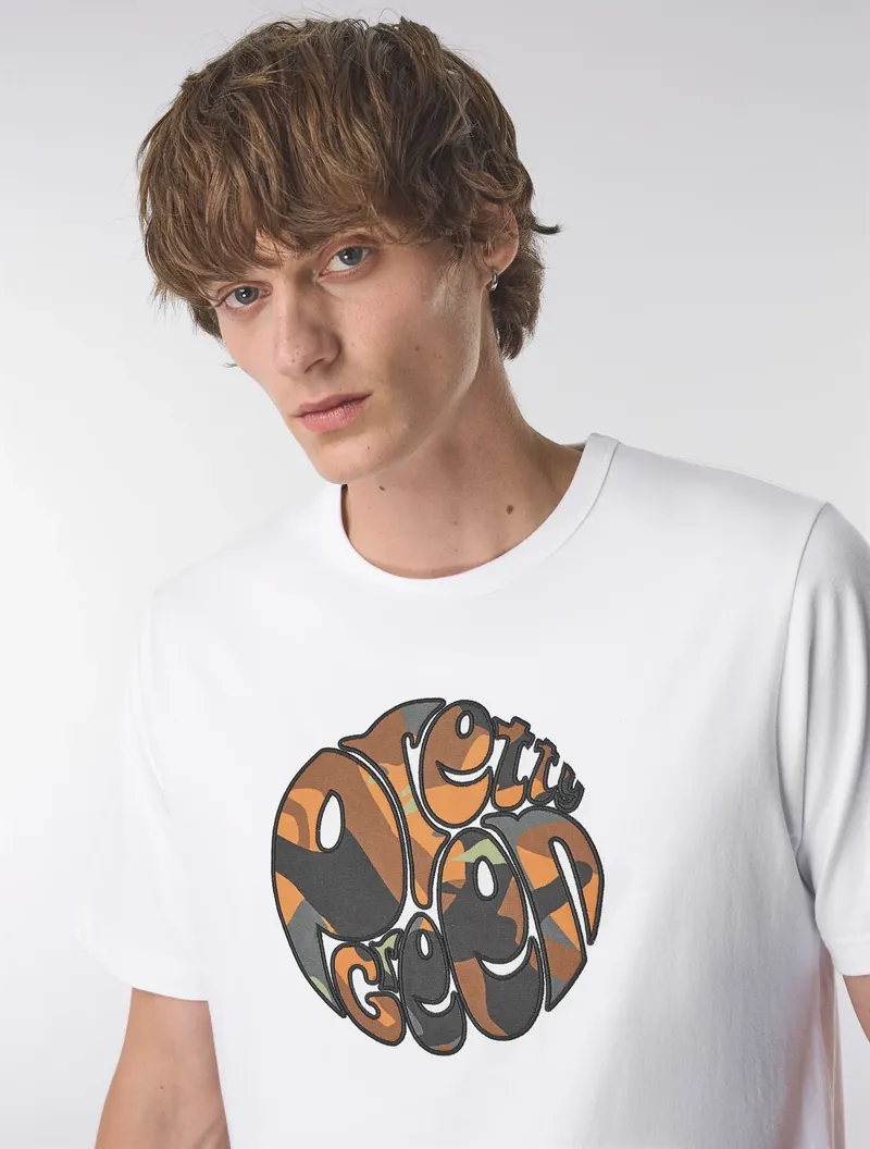 Pretty Green Rave Camo Logo T Shirt White-4
