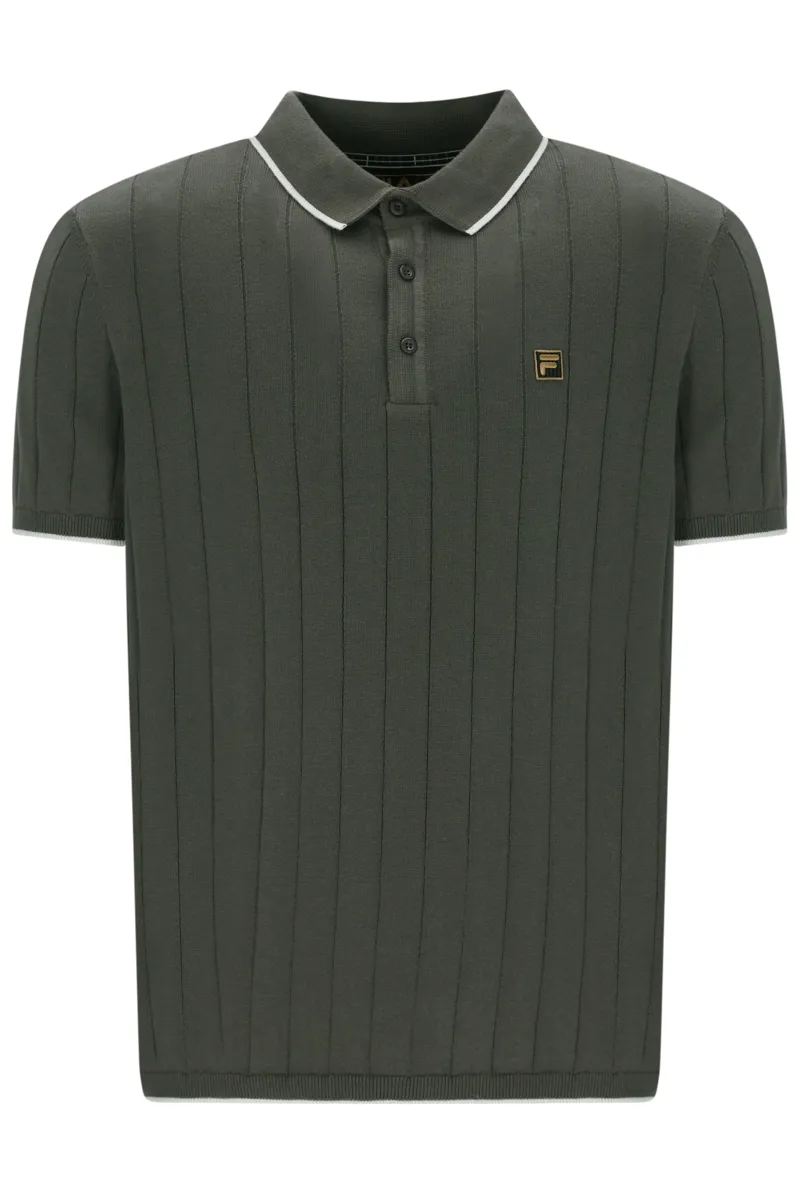 Fila Santino Drop Needle Knitted Polo Gunmetal