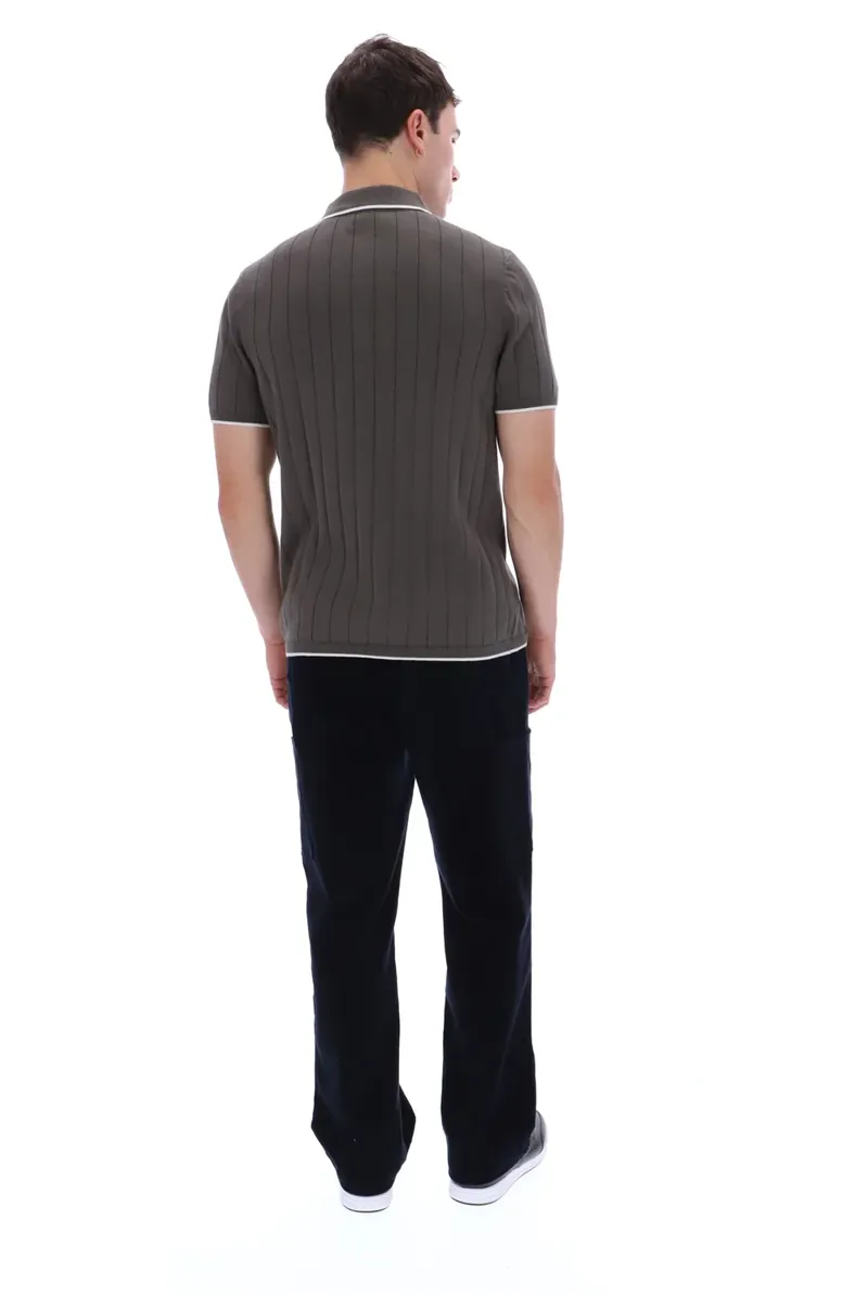 Fila Santino Drop Needle Knitted Polo Gunmetal-3