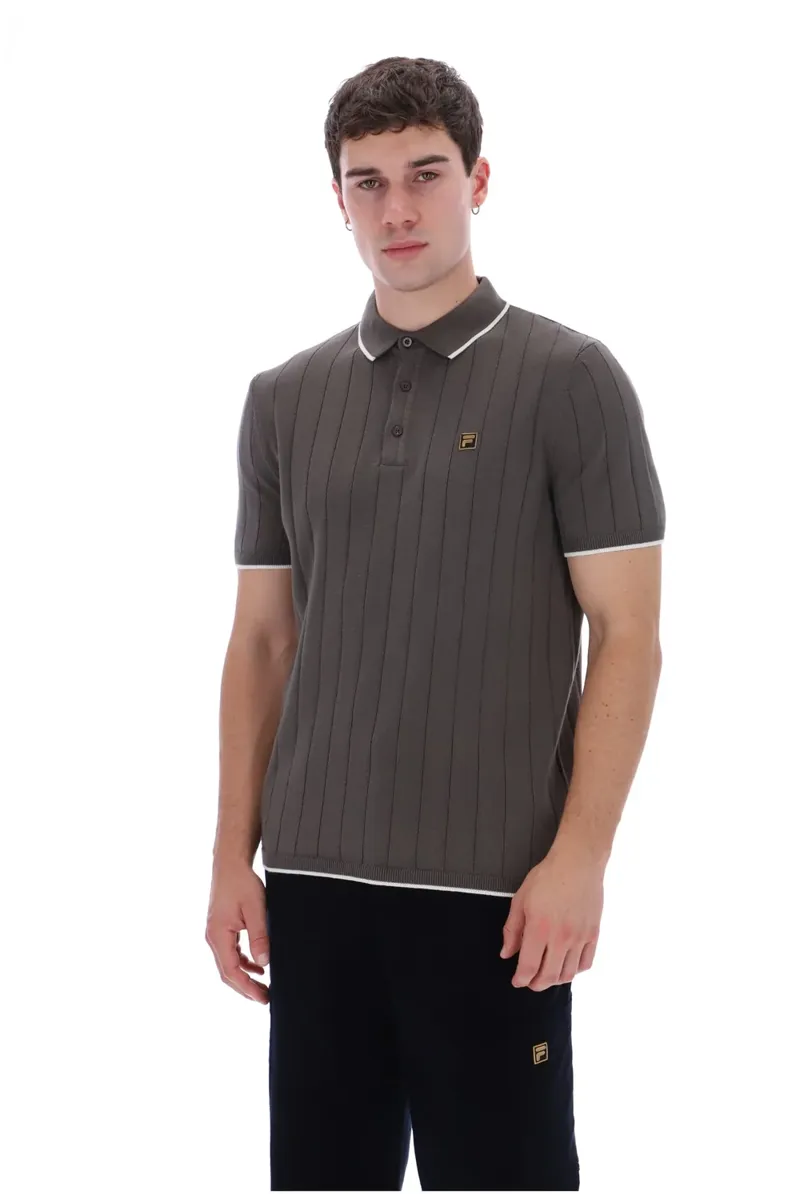 Fila Santino Drop Needle Knitted Polo Gunmetal-2