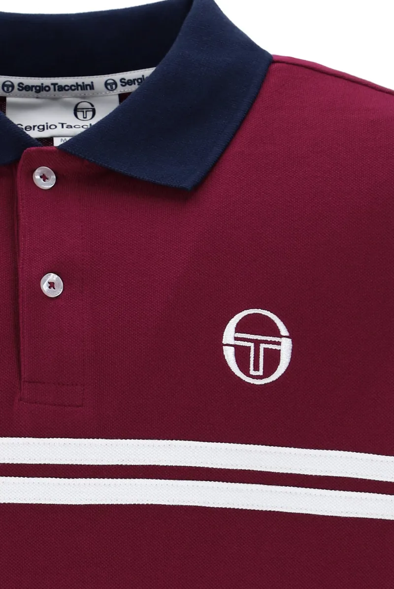 Sergio Tacchini Supermac Polo T-shirt Merlot/Maritime Blue LARGE ONLY-2