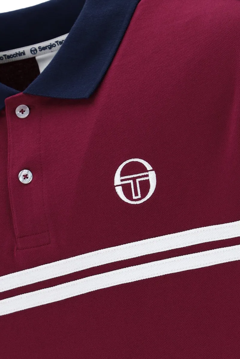 Sergio Tacchini Supermac Polo T-shirt Merlot/Maritime Blue LARGE ONLY-1