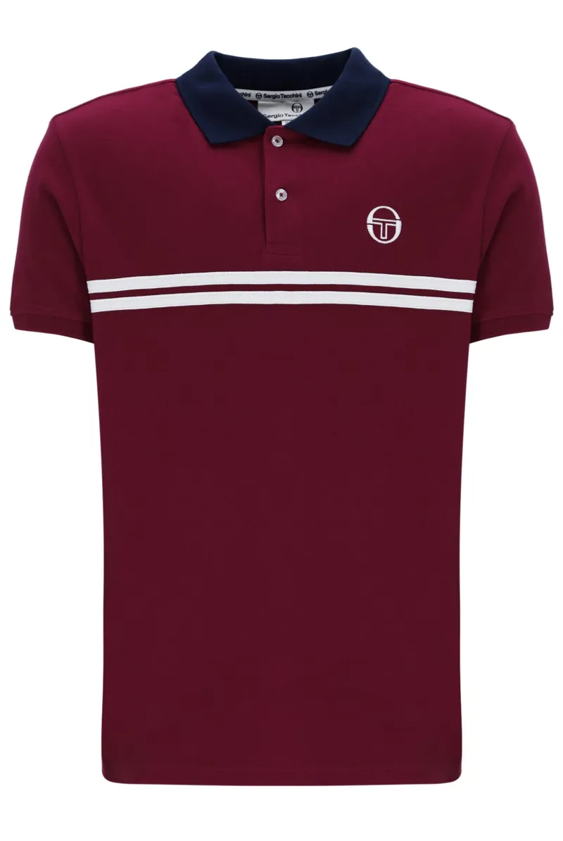 Sergio Tacchini Supermac Polo T-shirt Merlot/Maritime Blue LARGE ONLY