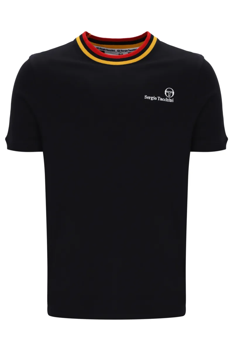  Sergio Tacchini Rainer FC T-Shirt Black / Gold / Adrenaline