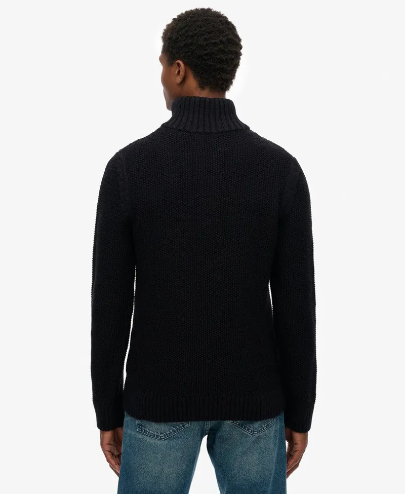 Superdry Jacob Cable Knit Half Zip Jumper Navy -5