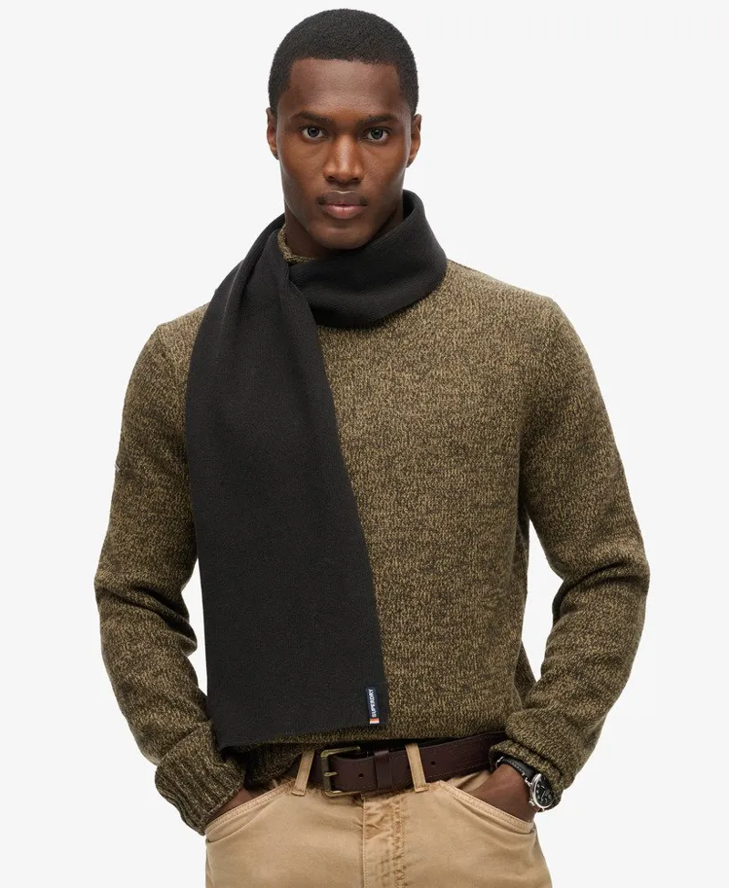 Superdry Essential Logo Knitted Scarf Black-1