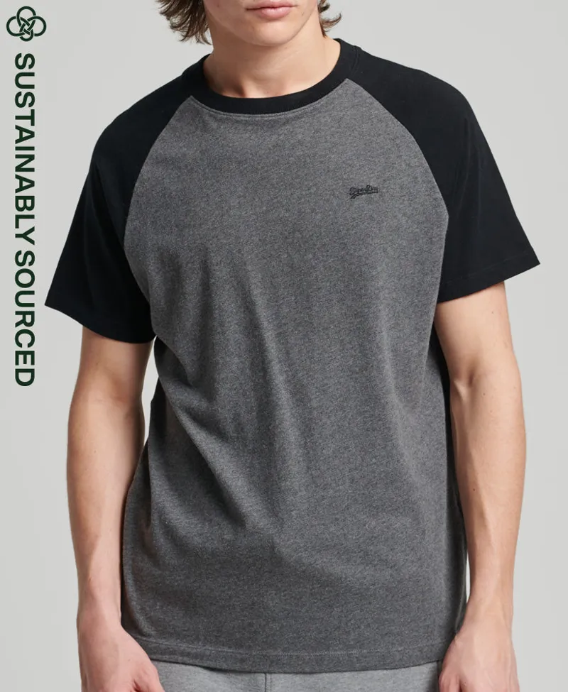 Superdry Baseball Raglan T-shirt Charcoal/Black XXXL ONLY