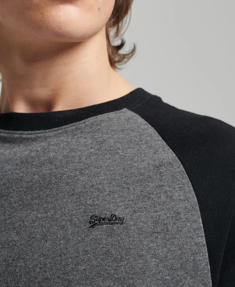Superdry Baseball Raglan T-shirt Charcoal/Black XXXL ONLY-1